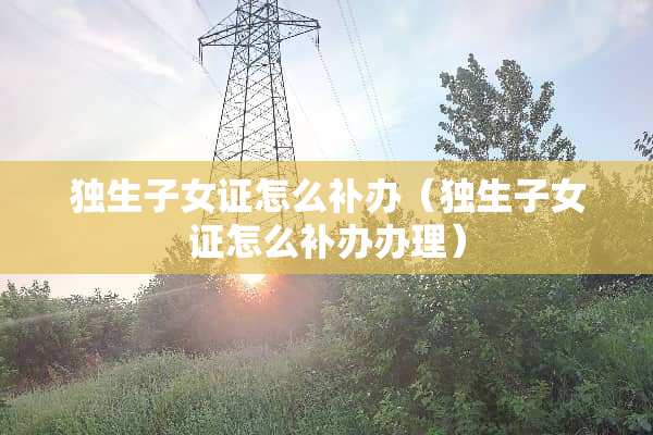 独生子女证怎么补办（独生子女证怎么补办办理）