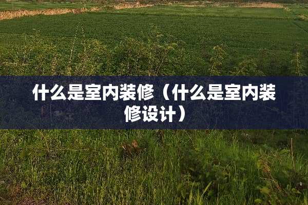 什么是室内装修（什么是室内装修设计）
