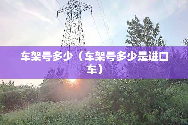 车架号多少（车架号多少是***）