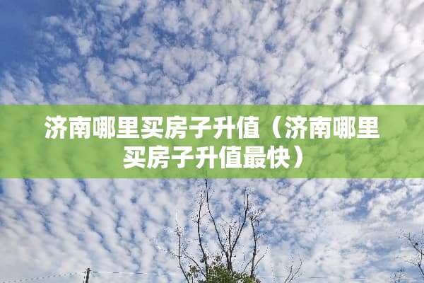 济南哪里买房子升值（济南哪里买房子升值最快）