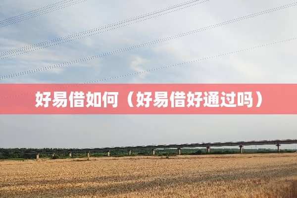 好易借如何（好易借好通过吗）
