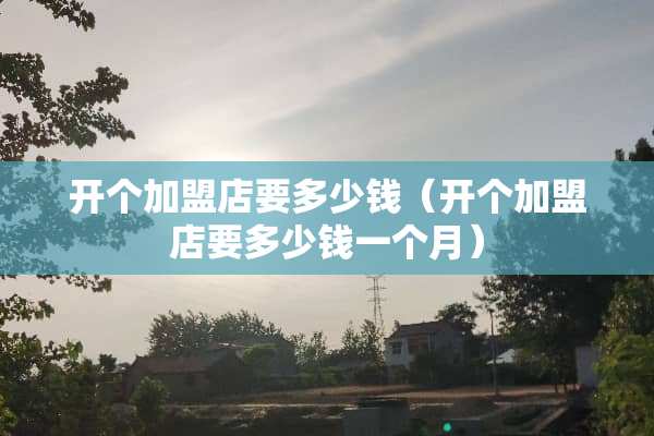 开个加盟店要多少钱（开个加盟店要多少钱一个月）
