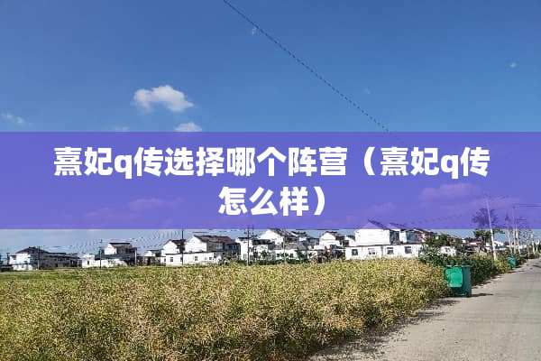 熹妃q传选择哪个阵营（熹妃q传怎么样）
