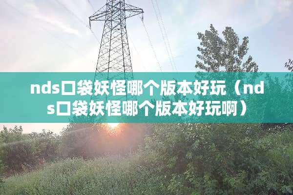 nds口袋妖怪哪个版本好玩（nds口袋妖怪哪个版本好玩啊）