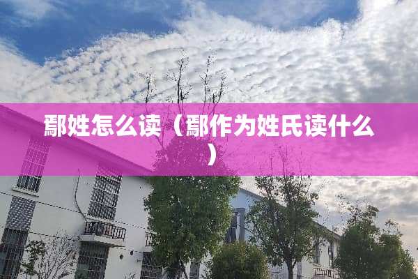 鄢姓怎么读（鄢作为姓氏读什么）