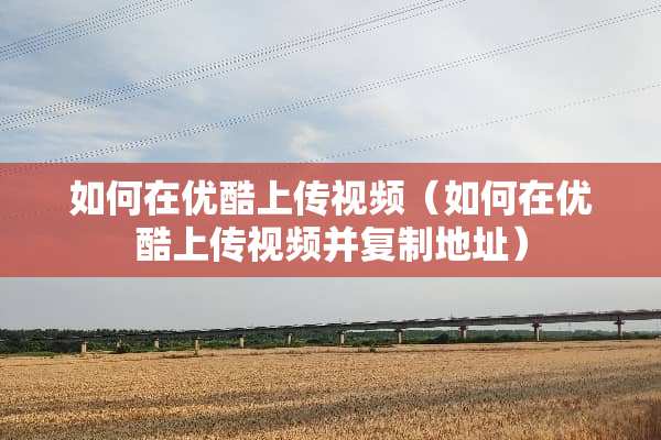 如何在优酷上传视频（如何在优酷上传视频并复制地址）