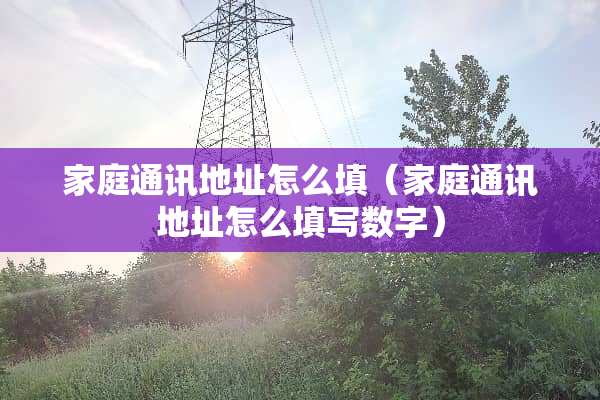 家庭通讯地址怎么填（家庭通讯地址怎么填写数字）