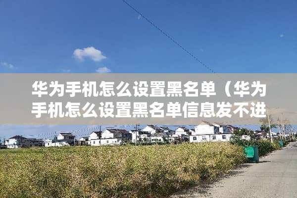华为手机怎么设置黑名单（华为手机怎么设置黑名单信息发不进来）