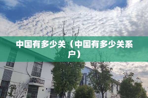 中国有多少关（中国有多少关系户）