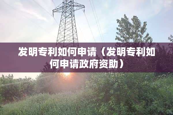 发明专利如何申请（发明专利如何申请**资助）
