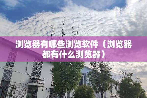 浏览器有哪些浏览软件（浏览器都有什么浏览器）