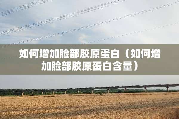 如何增加脸部胶原蛋白（如何增加脸部胶原蛋白含量）