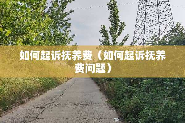 如何起诉抚养费（如何起诉抚养费问题）