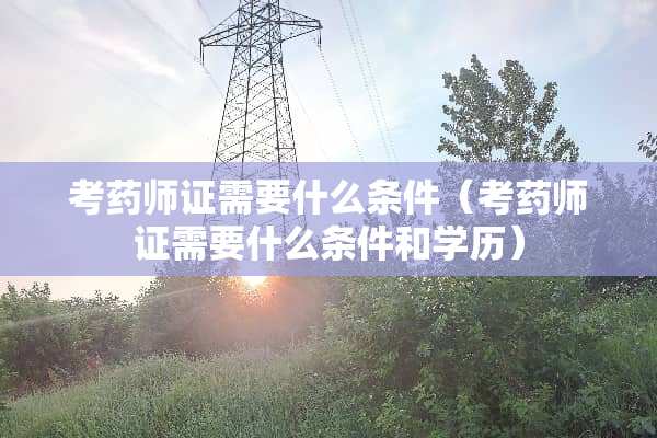 考药师证需要什么条件（考药师证需要什么条件和学历）