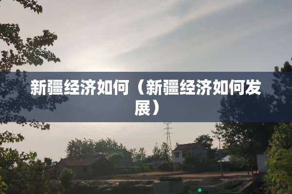 新疆经济如何（新疆经济如何发展）