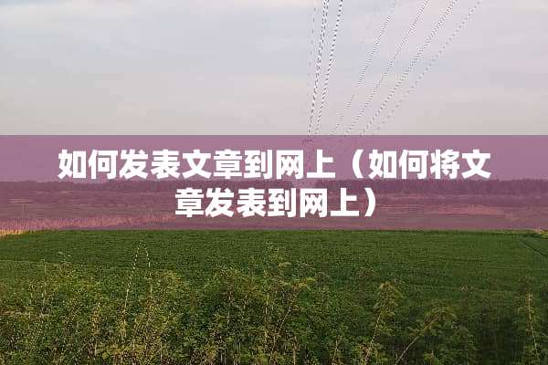 如何发表文章到网上（如何将文章发表到网上）