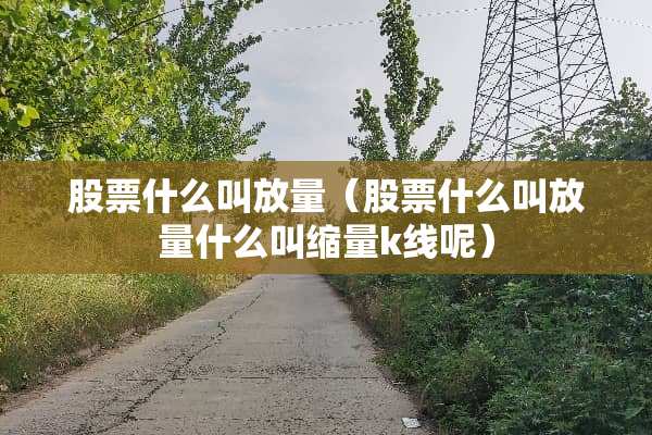 股票什么叫放量（股票什么叫放量什么叫缩量k线呢）