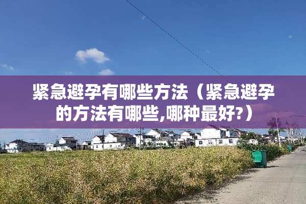 紧急避孕有哪些方法（紧急避孕的方法有哪些,哪种最好?）