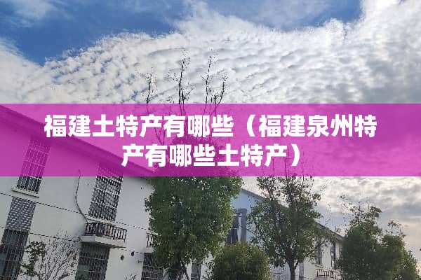 福建土特产有哪些（福建泉州特产有哪些土特产）