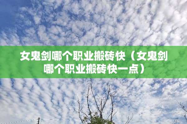 女鬼剑哪个职业搬砖快（女鬼剑哪个职业搬砖快一点）