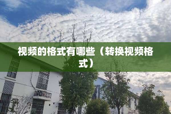 视频的格式有哪些（转换视频格式）