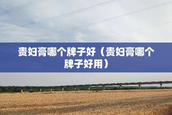 贵妇膏哪个牌子好（贵妇膏哪个牌子好用）