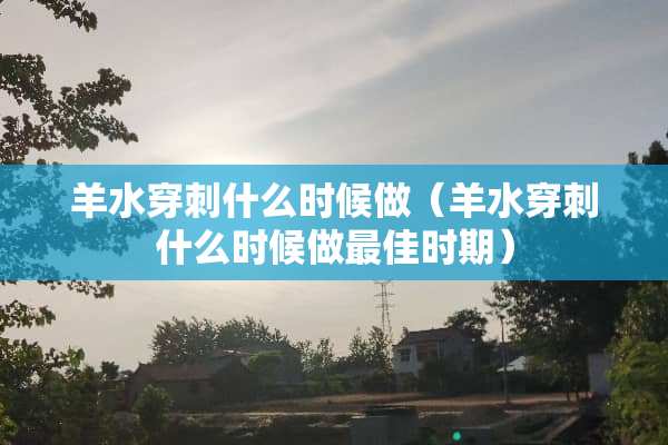 羊水穿刺什么时候做（羊水穿刺什么时候做最佳时期）