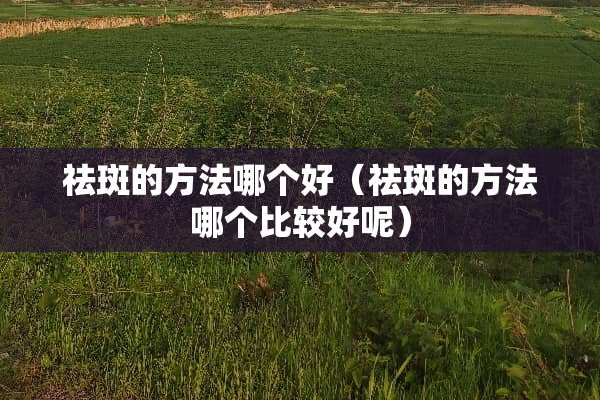 祛斑的方法哪个好（祛斑的方法哪个比较好呢）