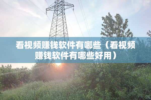 看视频赚钱软件有哪些（看视频赚钱软件有哪些好用）