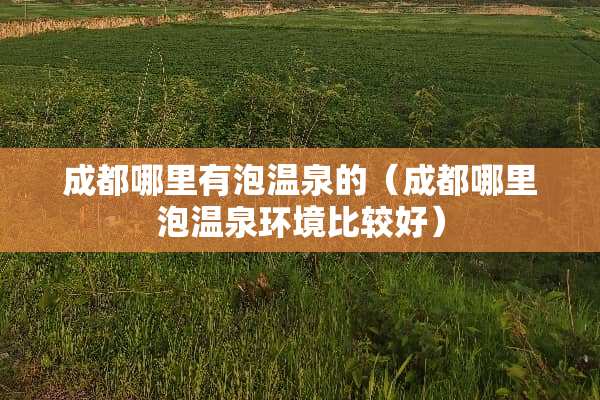 成都哪里有泡温泉的（成都哪里泡温泉环境比较好）