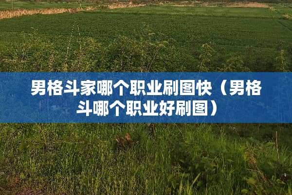 男格斗家哪个职业刷图快（男格斗哪个职业好刷图）