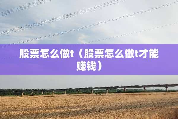 股票怎么做t（股票怎么做t才能赚钱）
