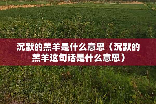 沉默的羔羊是什么意思（沉默的羔羊这句话是什么意思）