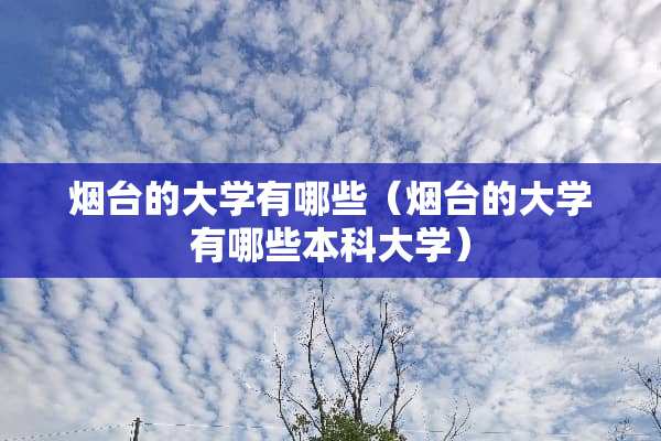 烟台的大学有哪些（烟台的大学有哪些本科大学）