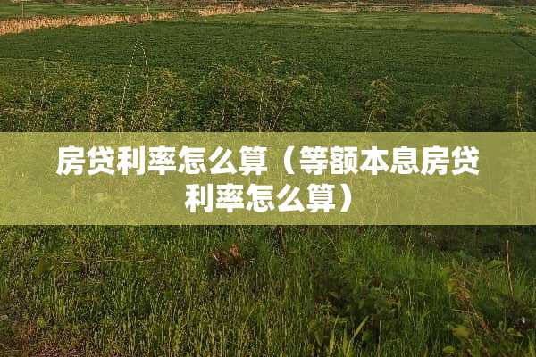 房贷利率怎么算（等额本息房贷利率怎么算）