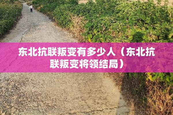 东北抗联叛变有多少人（东北抗联叛变将领结局）