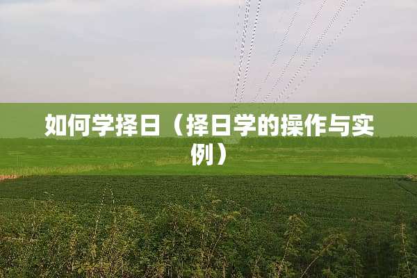 如何学择日（择日学的操作与实例）