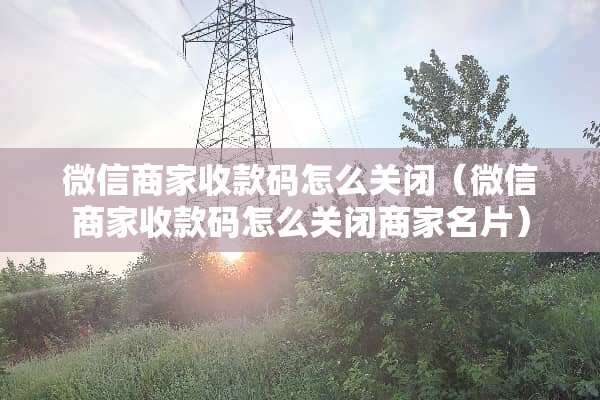 微信商家收款码怎么关闭（微信商家收款码怎么关闭商家名片）