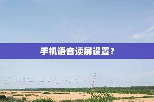 手机语音读屏设置？