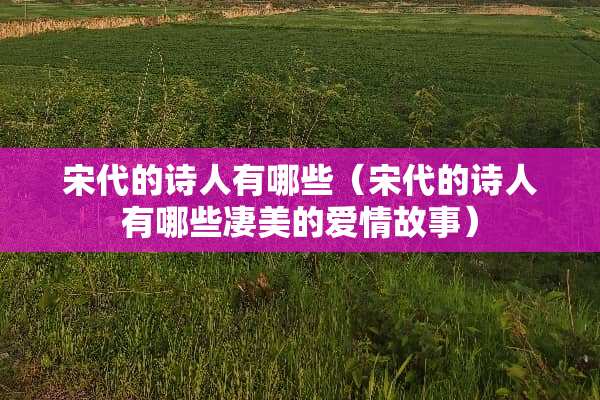 宋代的诗人有哪些（宋代的诗人有哪些凄美的爱情故事）