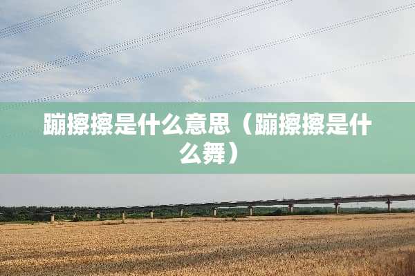 蹦擦擦是什么意思（蹦擦擦是什么舞）