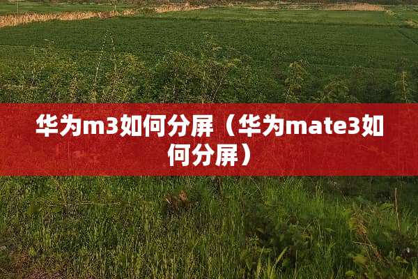华为m3如何分屏（华为mate3如何分屏）