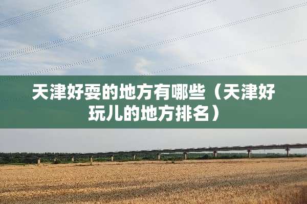 天津好耍的地方有哪些（天津好玩儿的地方排名）