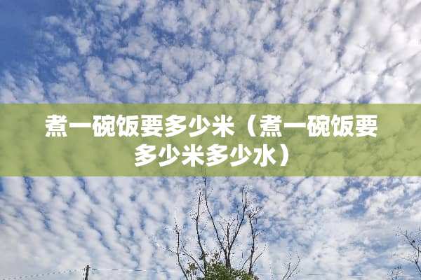 煮一碗饭要多少米（煮一碗饭要多少米多少水）