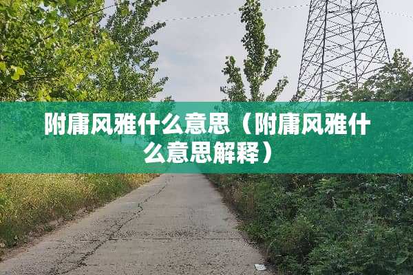 附庸风雅什么意思（附庸风雅什么意思解释）