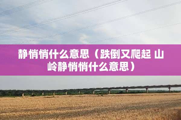 静悄悄什么意思（跌倒又爬起 山岭静悄悄什么意思）