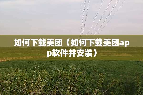 如何下载美团（如何下载美团app软件并安装）