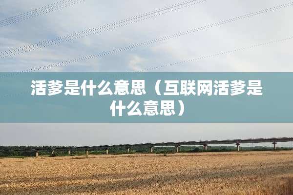 活爹是什么意思（互联网活爹是什么意思）