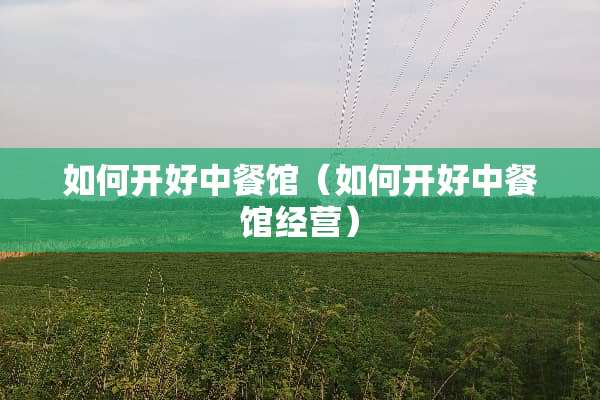 如何开好中餐馆（如何开好中餐馆经营）