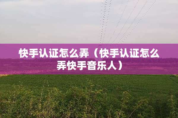 快手认证怎么弄（快手认证怎么弄快手音乐人）